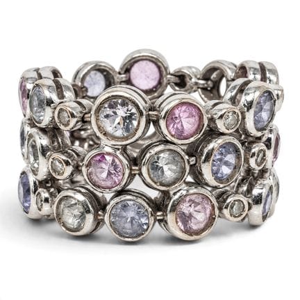 Bague flexible en or blanc 18 carats sertie de plu