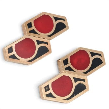 Boutons de manchettes Berca en or jaune 18 carats,