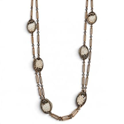 Collier Art nouveau en or 14 carats avec motifs fl