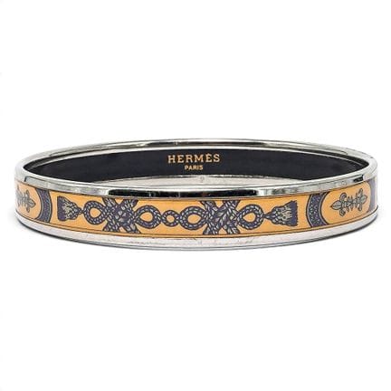 Bracelet rigide étroit Hermès en émail imprimé « R
