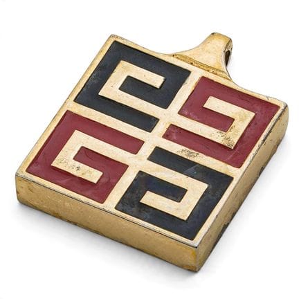 Pendentif Givenchy Vintage de fantaisie, doré, éma