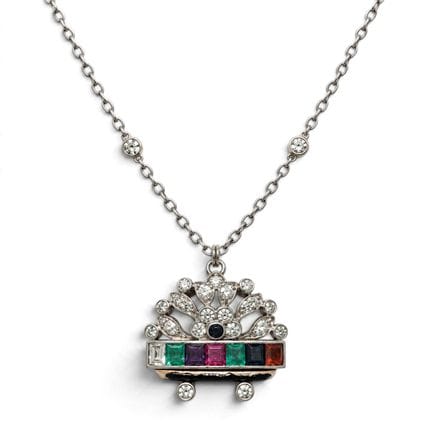 Collier Art déco de style Cartier en platine avec 