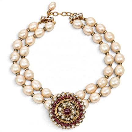 Collier ras-du-cou vintage Chanel avec perles de v