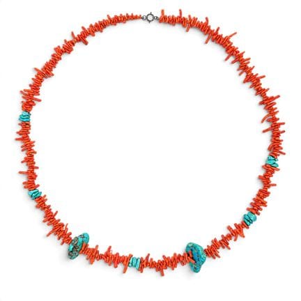Collier en argent sterling, turquoise et perles de