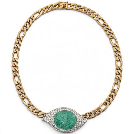 Collier pendentif en or jaune 18 carats avec caboc