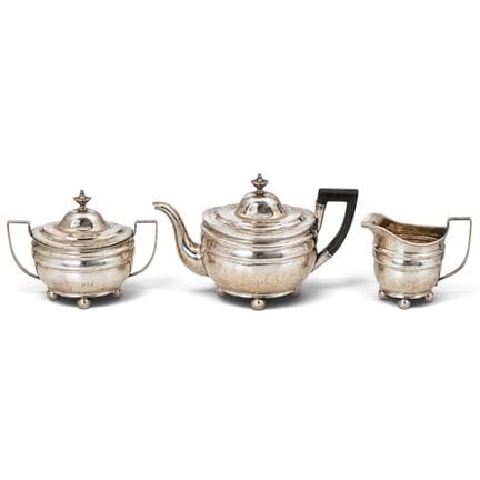 (3 pc) Antique S&R Silver Plate Tea Set Early 20th