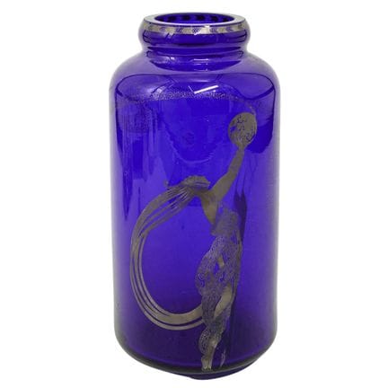 Vase en verre bleu cobalt « Fireflies » d’Erté pou