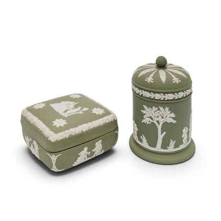 (2 pezzi) Vaso e scatola vintage Wedgwood Jasperwa