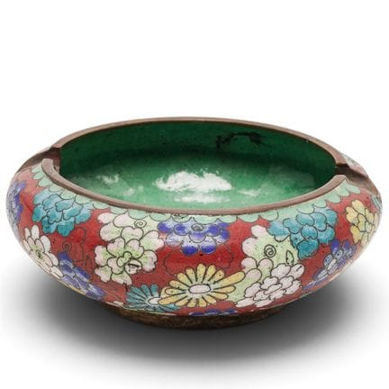 Cendrier chinois vintage en émail cloisonné, milie