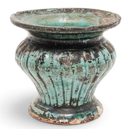 Giardiniere antica in maiolica con smalto a goccia