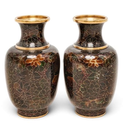 Paire de vases chinois en émail cloisonné, début d
