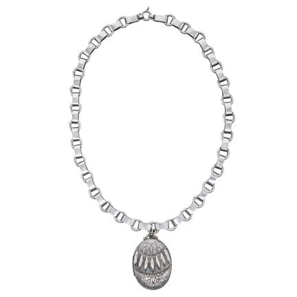 Chaîne de montre ancienne en argent sterling avec 