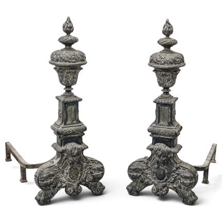 Pair of Silvered Bronze Andirons Late 19th Century
