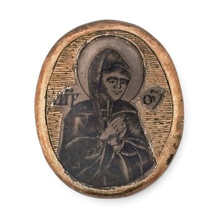 Imperial Russian Silver Icon-Medallion Pin c. 1891