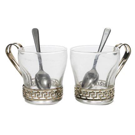 Coppia di tazze e cucchiai Libbey "Continental" co