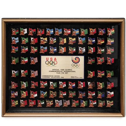 1988 Framed Olympic Commemorative International Fl