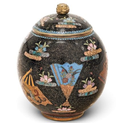 Pot à gingembre chinois vintage en cloisonné avec 