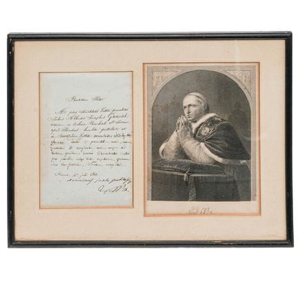 Lettre signée par le pape Pie IX (italien, 1792-18