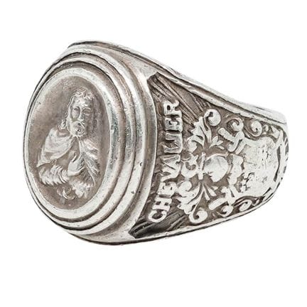 Anello figurativo “Chevalier” in acciaio, XX secol