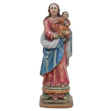 Antique Spanish Colonial Carved Alabaster Madonna 