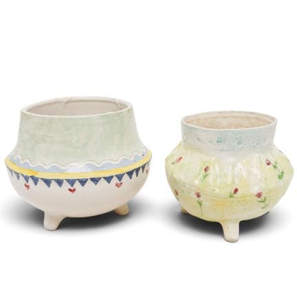 (2 pezzi) Vasi da fiori a tre piedi in ceramica d’