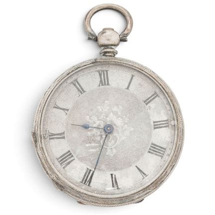 Montre de poche ancienne à cadran ouvert en argent