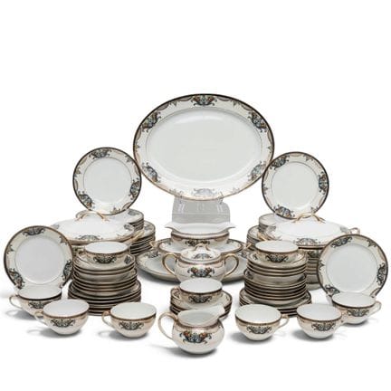 (87 pc) Noritake "Fruits In Blue Cornucopia" Porce