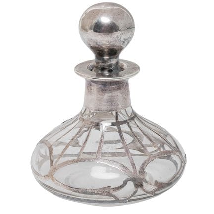 Flacon de parfum Art nouveau en verre plaqué argen