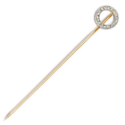Art Deco 18l Gold & Diamond Stick Pin C. 1910–1930