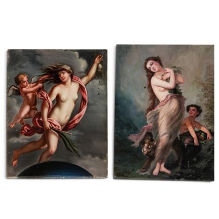 (2 pièces) Portraits classiques anciens de femmes 