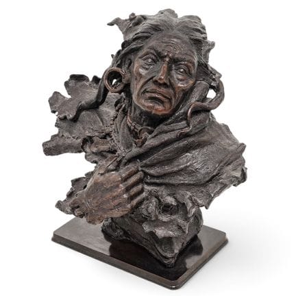 Buste vintage en bois sculpté représentant « Chief