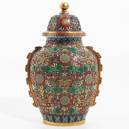 Urne chinoise en bronze cloisonné, XXe siècle, Chi