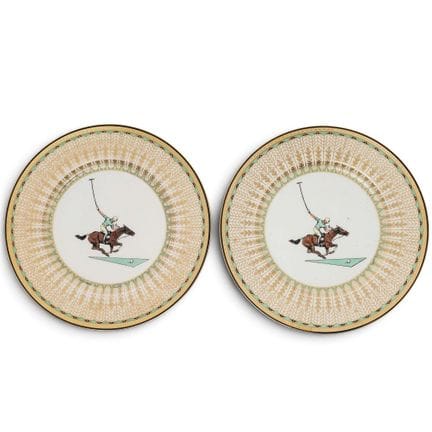 Paar Lenox-Porzellanteller „Polo Player“ für Black