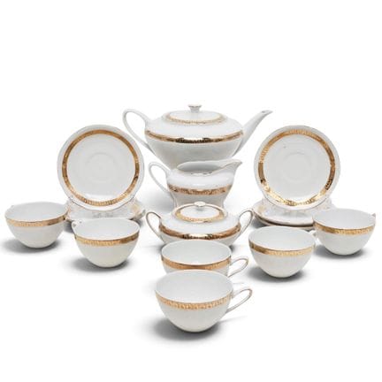 (15 pc) Moritz Zdekauer Gilt Porcelain Tea Service