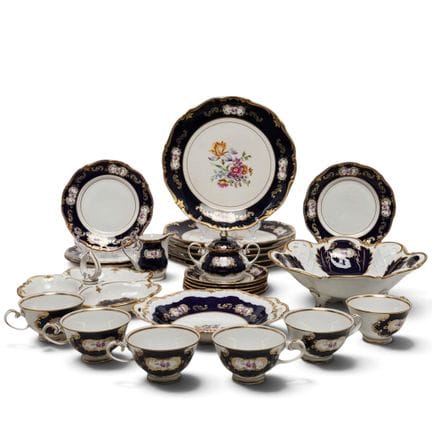 (30 pc) Vintage Reichenbach Echt Kobalt Porcelain 