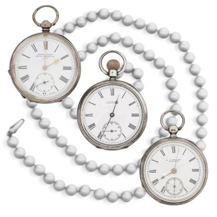 (3 pièces) Montres de poche anciennes en argent ma
