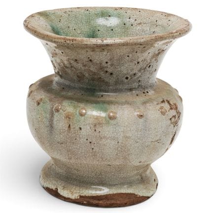 Vaso antico cinese in gres con smalto craquelé in 