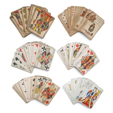 (6 pcs) Antique Playing Cards Late 19th-early 20th