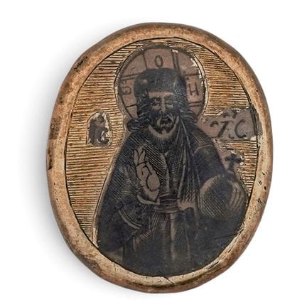 Imperial Russian Silver Icon-Medallion Pin c. 1891