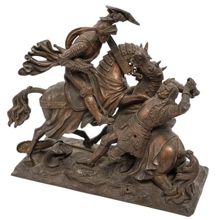 Sculpture en bronze représentant une scène de bata