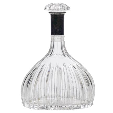 Carafe à liqueur en argent 800 et cristal taillé d