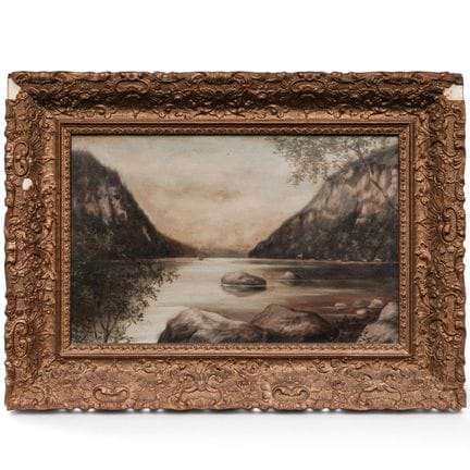 Peinture à l'huile sur panneau représentant un pay