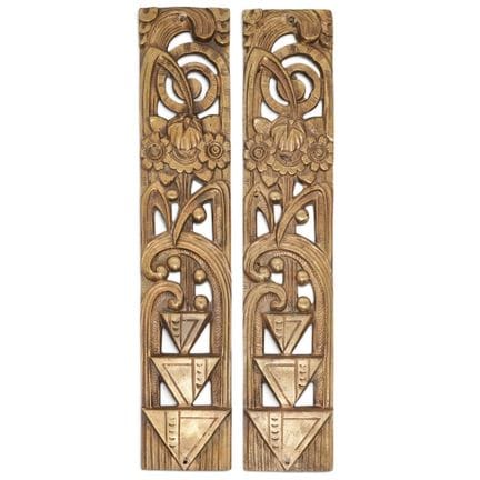 Paire de plaques de porte Art déco en bronze, débu