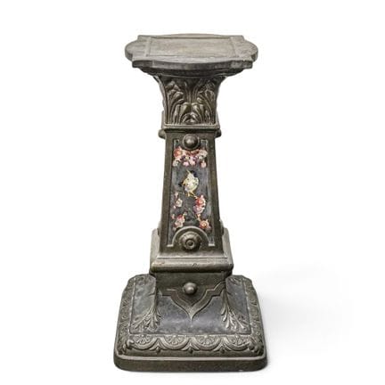 Antique Glazed Ceramic Floral Pedestal Early 20th 