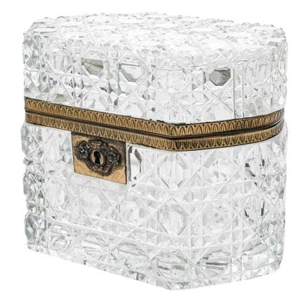 Coffret antique français en cristal taillé avec mo