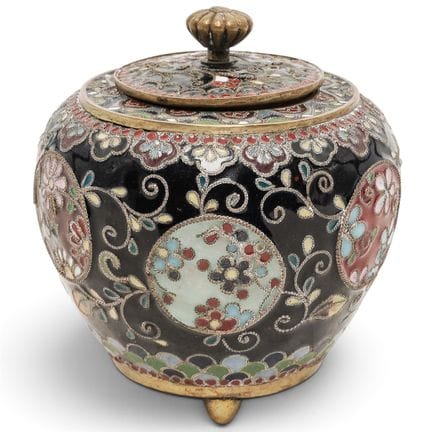 Pot japonais à couvercle en cloisonné, fin du XIXe