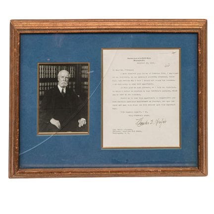 Charles Evans Hughes (Américain, 1862-1948) Lettre