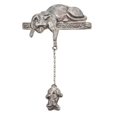 Sterling Silver Cat and Mouse Brooch Mid to Late 2