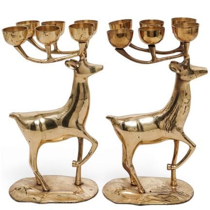 Coppia di candelabri a sei bracci a forma di renna