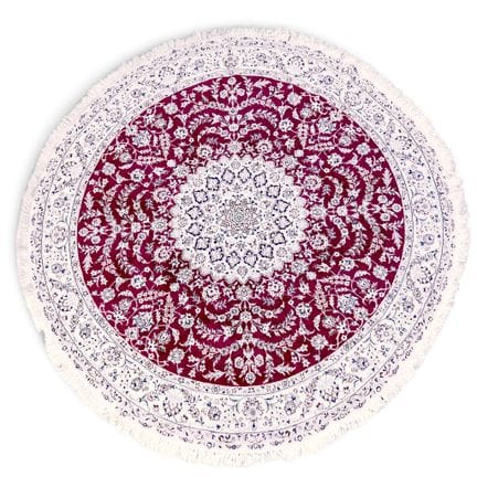 Grand tapis rond persan de Nain, noué à la main, r